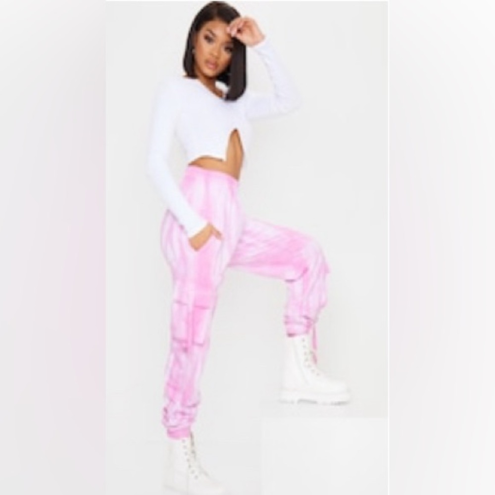 Pink Tiedye Cargo Sweatpants - PLT